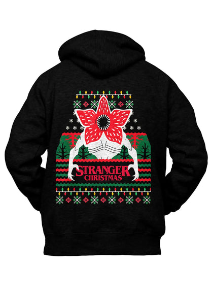 Felpa Stranger Christmas Things Con Cappuccio Fronte e Retro Felpa CmrDesignStore