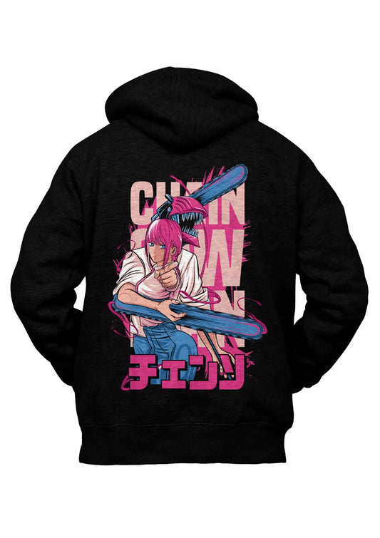 Felpa con Cappuccio Retro Chainsaw Man Anime Felpa CmrDesignStore   