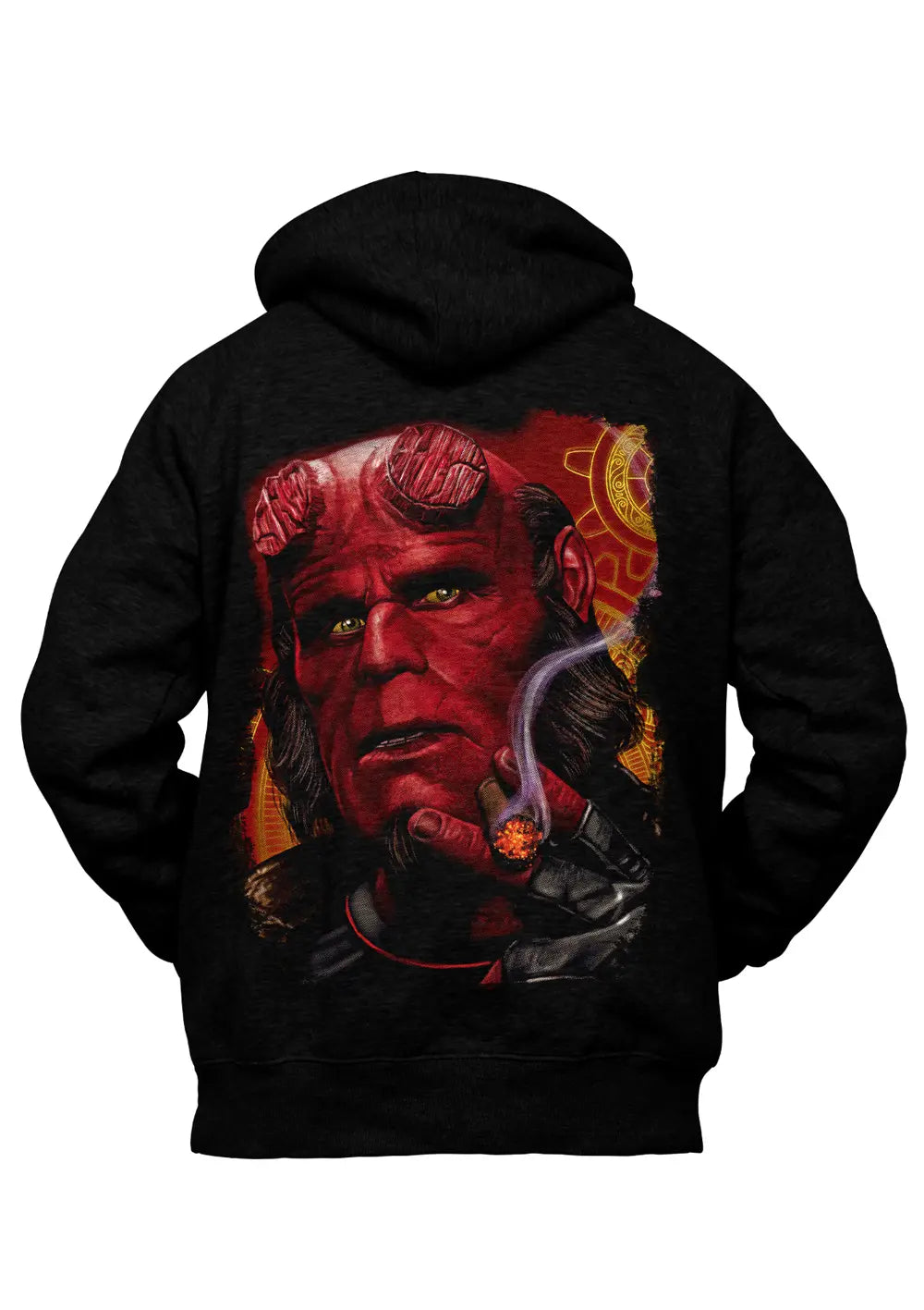 Felpa con Cappuccio Hellboy Retro Nera Felpa CmrDesignStore   