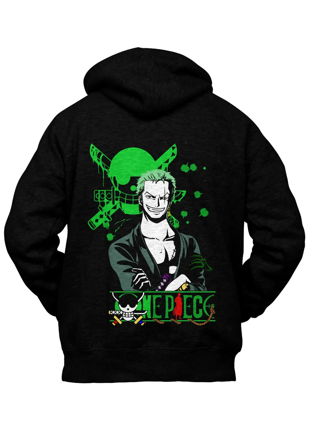 Felpa con Cappuccio Retro Roronoa Zoro One Piece Anime Felpa CmrDesignStore   