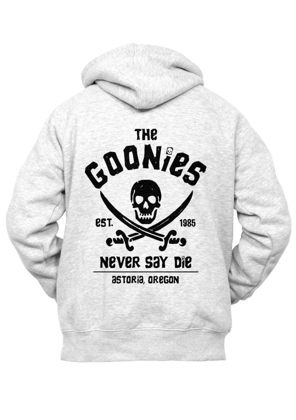 Felpa con Cappuccio retro The Goonies Film Cult Felpa CmrDesignStore Bianco S 