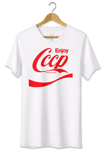 T-Shirt Maglietta Album Enjoy CCCP Fedeli alla Linea T-Shirt CmrDesignStore Bianco XS 