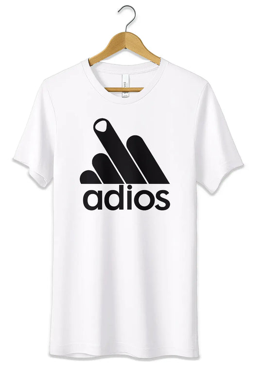 T-Shirt Maglietta Adios Parodia Divertente Adidas T-Shirt CmrDesignStore Bianco XS 