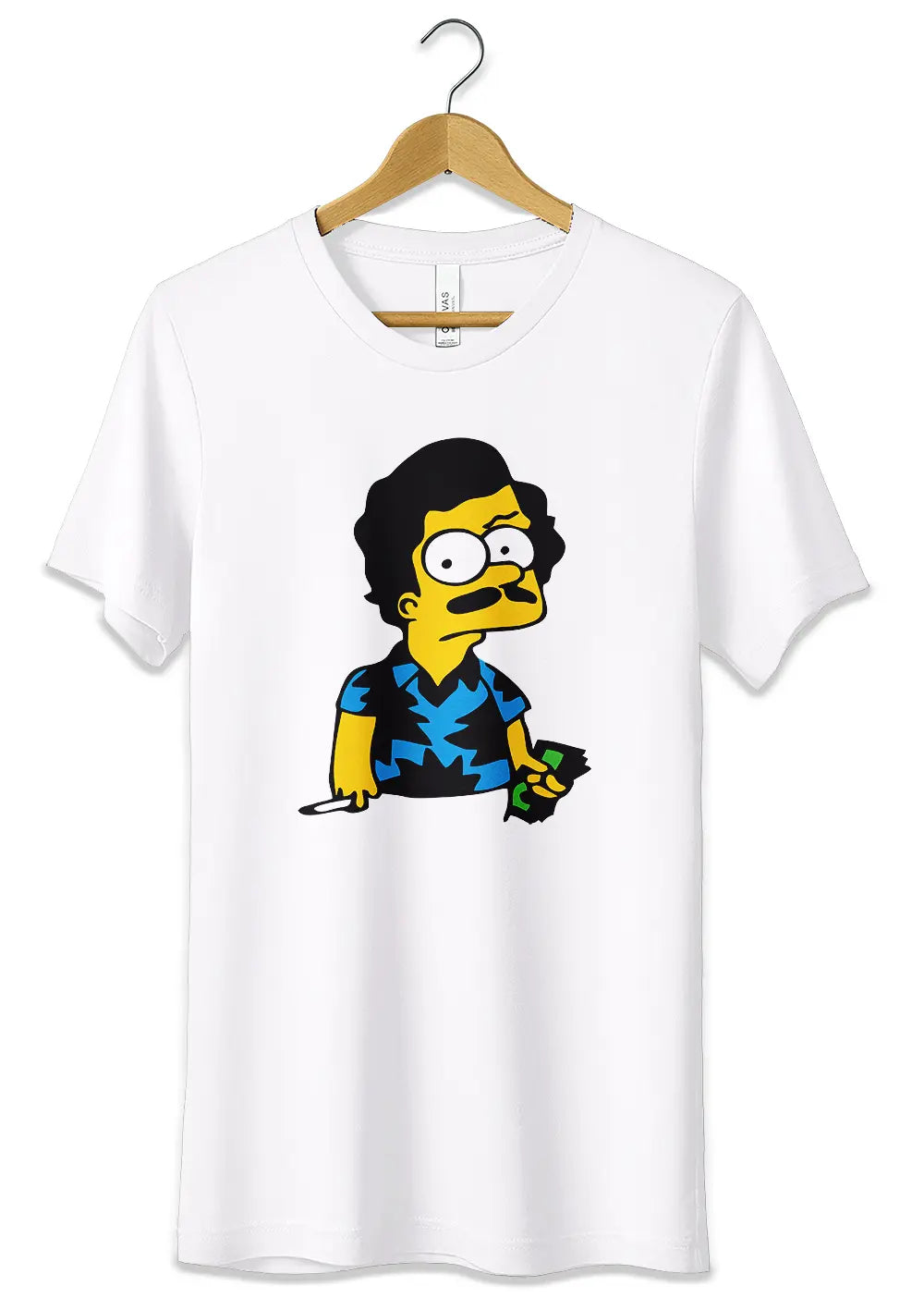 T-Shirt Maglietta Bart Escobar Simpson Divertente T-Shirt CmrDesignStore 3/4 anni Bianco 