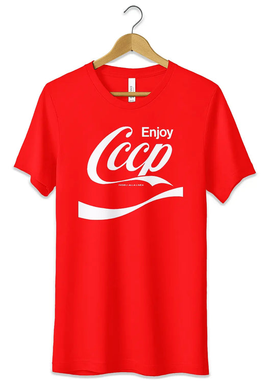 T-Shirt Maglietta Album Enjoy CCCP Fedeli alla Linea T-Shirt CmrDesignStore Rosso XS 
