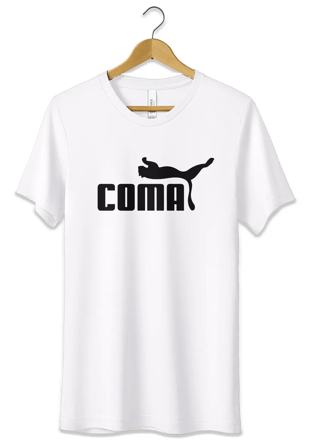 T-Shirt Maglietta Divertente Coma Logo Fake Puma Ironico T-Shirt CmrDesignStore Bianco S 