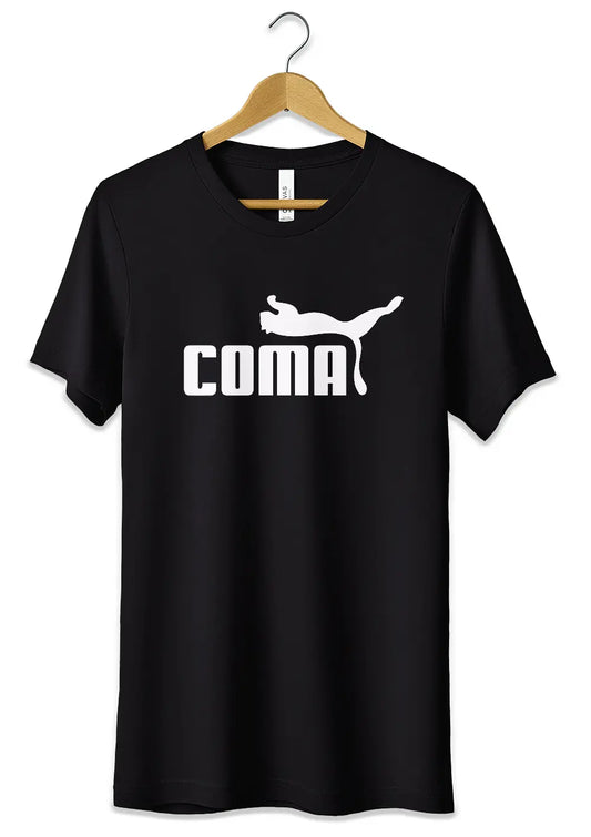 T-Shirt Maglietta Divertente Coma Logo Fake Puma Ironico T-Shirt CmrDesignStore Nero S 