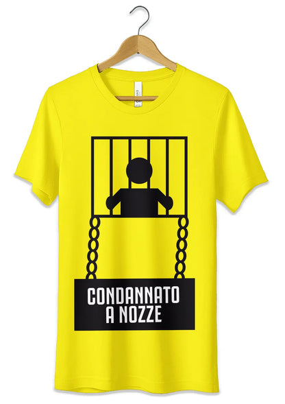 T-Shirt Maglietta Addio al Celibato Condannato a Nozze T-Shirt CmrDesignStore XS Giallo 