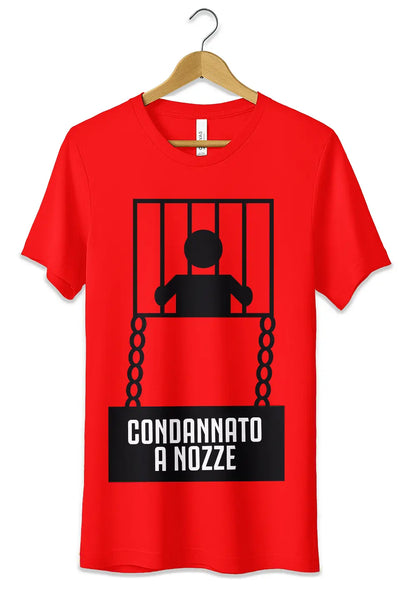 T-Shirt Maglietta Addio al Celibato Condannato a Nozze T-Shirt CmrDesignStore XS Rosso 