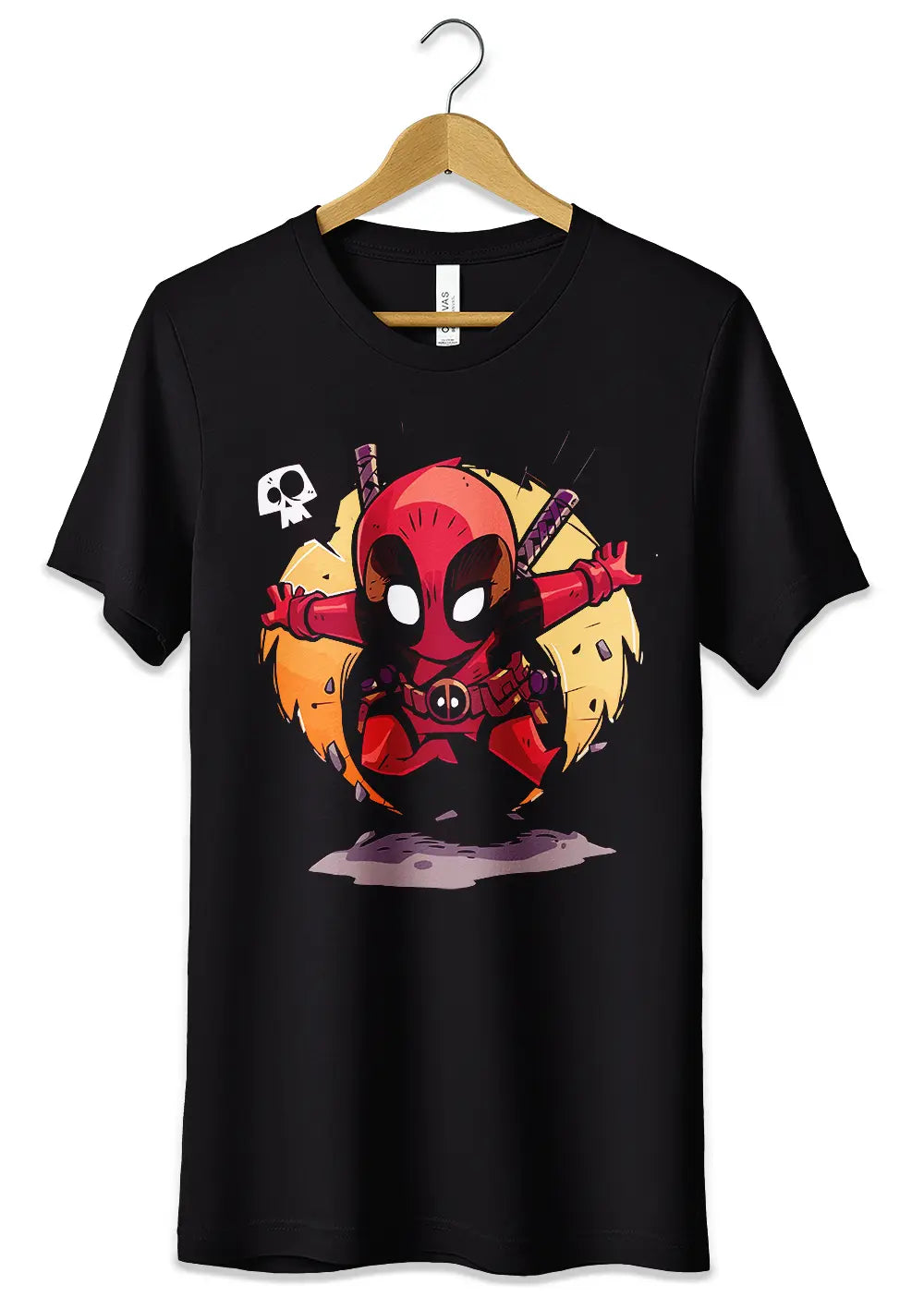 T-Shirt Maglietta Deadpool Supereroi T-Shirt CmrDesignStore 3/4 anni Nero 