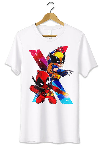 T-Shirt Maglietta Deadpool e Wolverine Film Supereroi T-Shirt CmrDesignStore Bianco S 