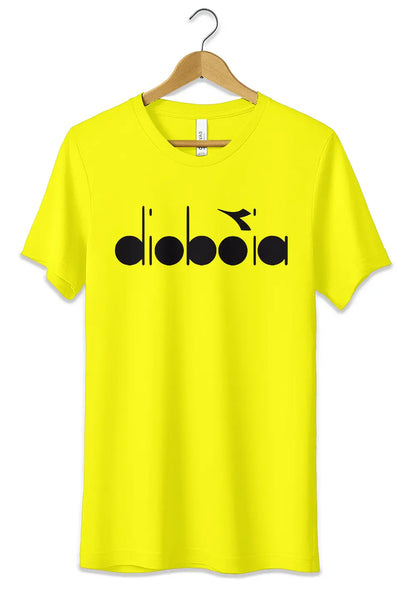 T-Shirt Divertente Dioboia Maglietta Logo Fake Diadora T-Shirt CmrDesignStore Giallo S 