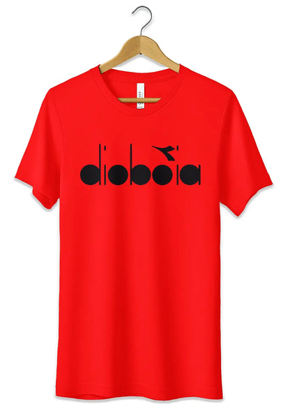 T-Shirt Divertente Dioboia Maglietta Logo Fake Diadora T-Shirt CmrDesignStore Rosso S 