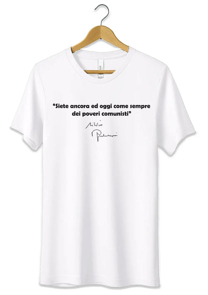 T-Shirt Maglietta Frase Berlusconi Poveri Comunisti Divertente T-Shirt CmrDesignStore Bianco S 