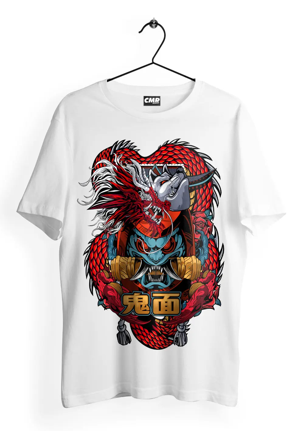 T-Shirt Maglietta Dragone Giapponese Tribale Urban Style T-Shirt CmrDesignStore Fronte S 