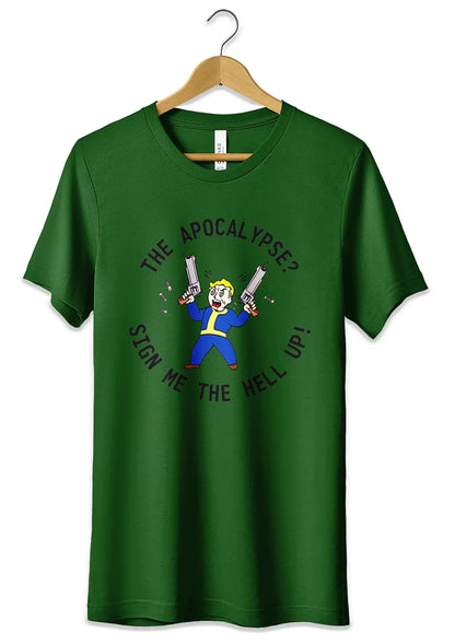 T-Shirt Maglietta Divertente Fall Out Videogames T-Shirt CmrDesignStore 3/4 anni Verde Bottiglia 