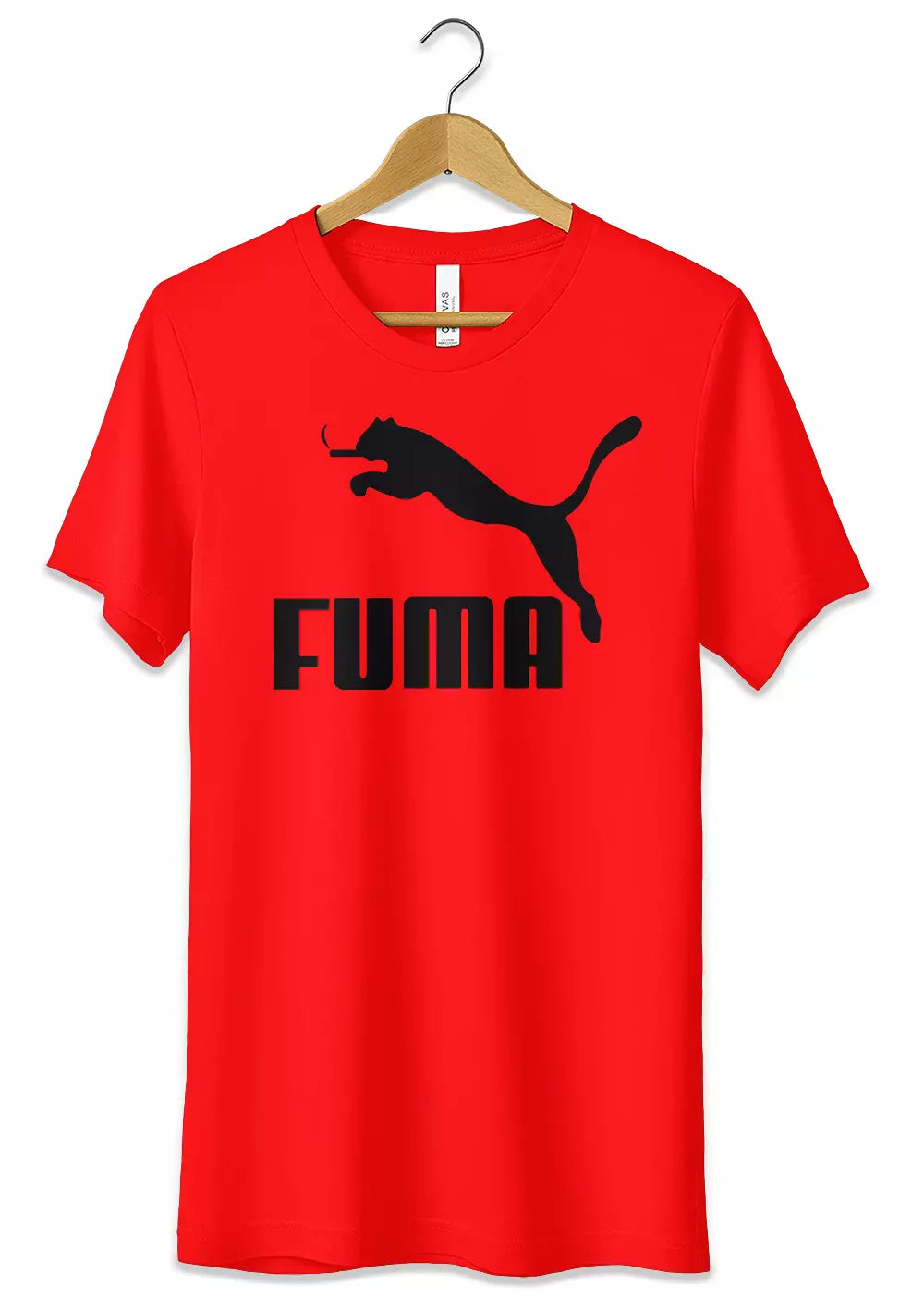 T-Shirt Divertente Fuma Maglietta Logo Fake Puma Ironico T-Shirt CmrDesignStore S Rosso 