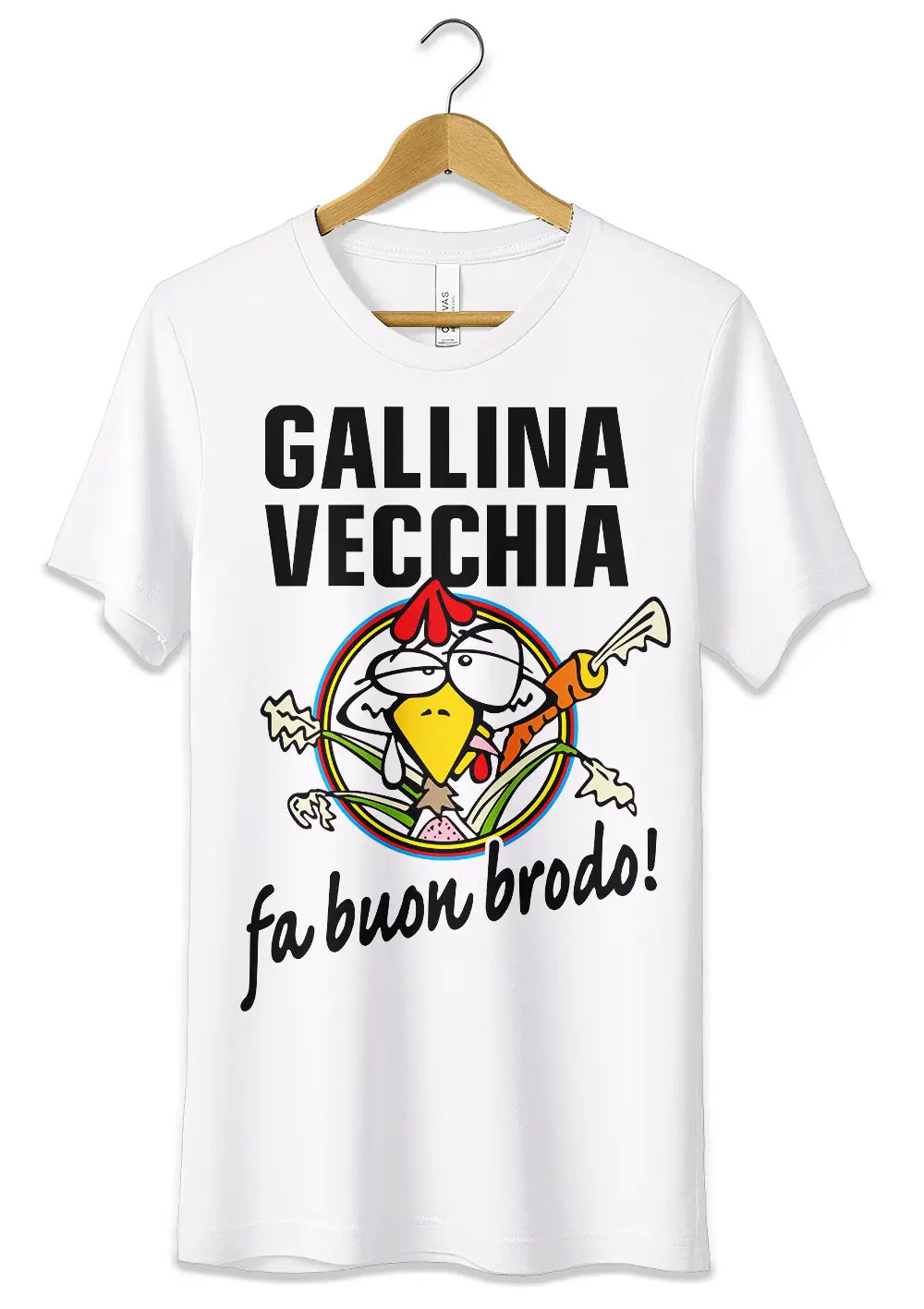 T-Shirt Maglietta Gallina Vecchia Fa Buon Brodo Divertente T-Shirt CmrDesignStore   