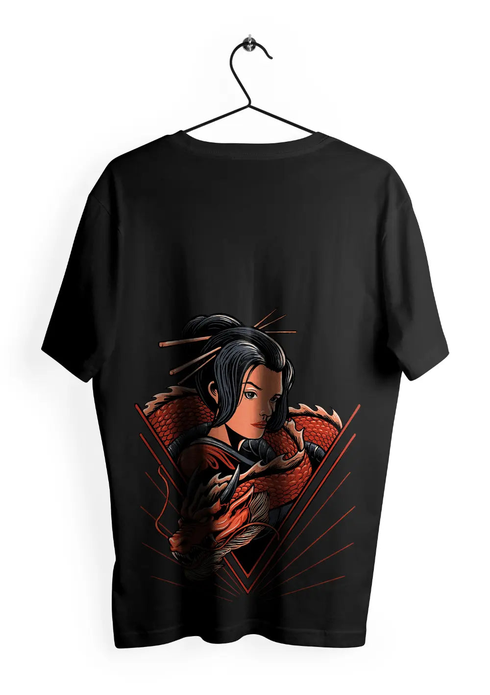 T-Shirt Maglietta Geisha Dragone Giapponese Urban Style T-Shirt CmrDesignStore Retro S 