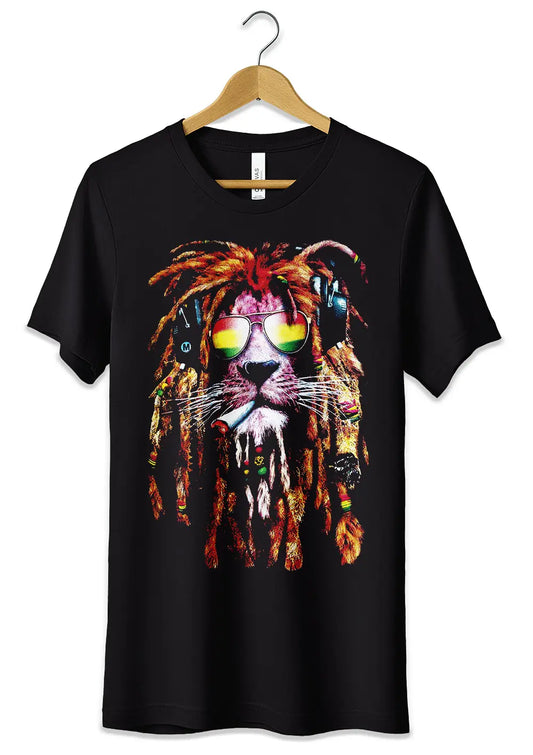 T-Shirt Maglietta Rasta Lion Reggae Divertente T-Shirt CmrDesignStore   