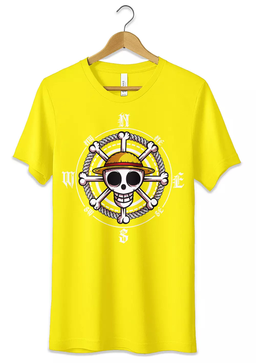 T-Shirt Maglietta Anime Teschio One Piece T-Shirt CmrDesignStore 3/4 anni Giallo 