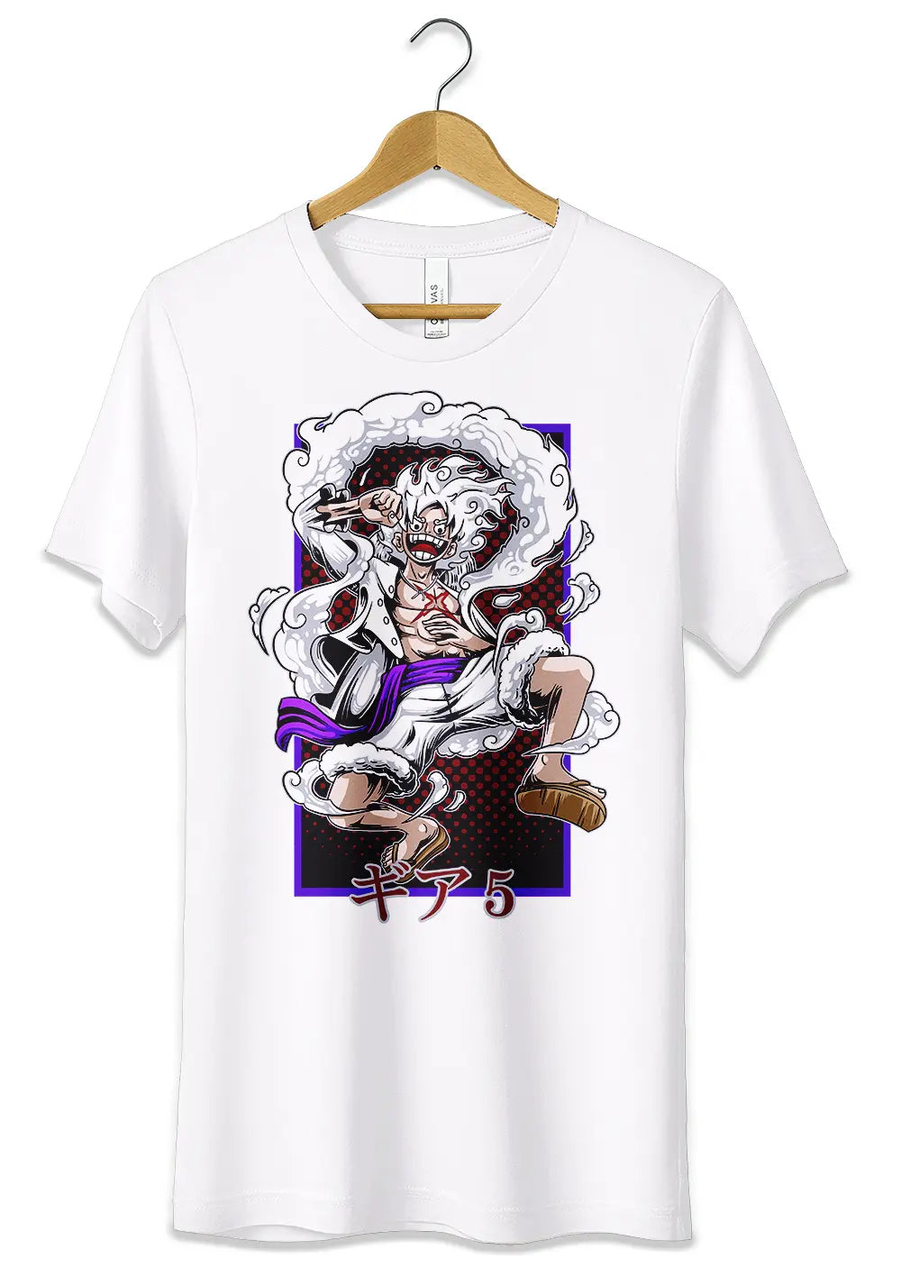T-Shirt Maglietta Anime Monkey D Luffy Rubber Gear 5 One Piece T-Shirt CmrDesignStore Bianco S 