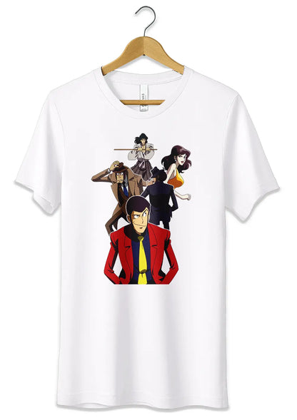 T-Shirt Maglietta Lupin Jigen Goemon Fujiko Zenigata T-Shirt CmrDesignStore Bianco XS 