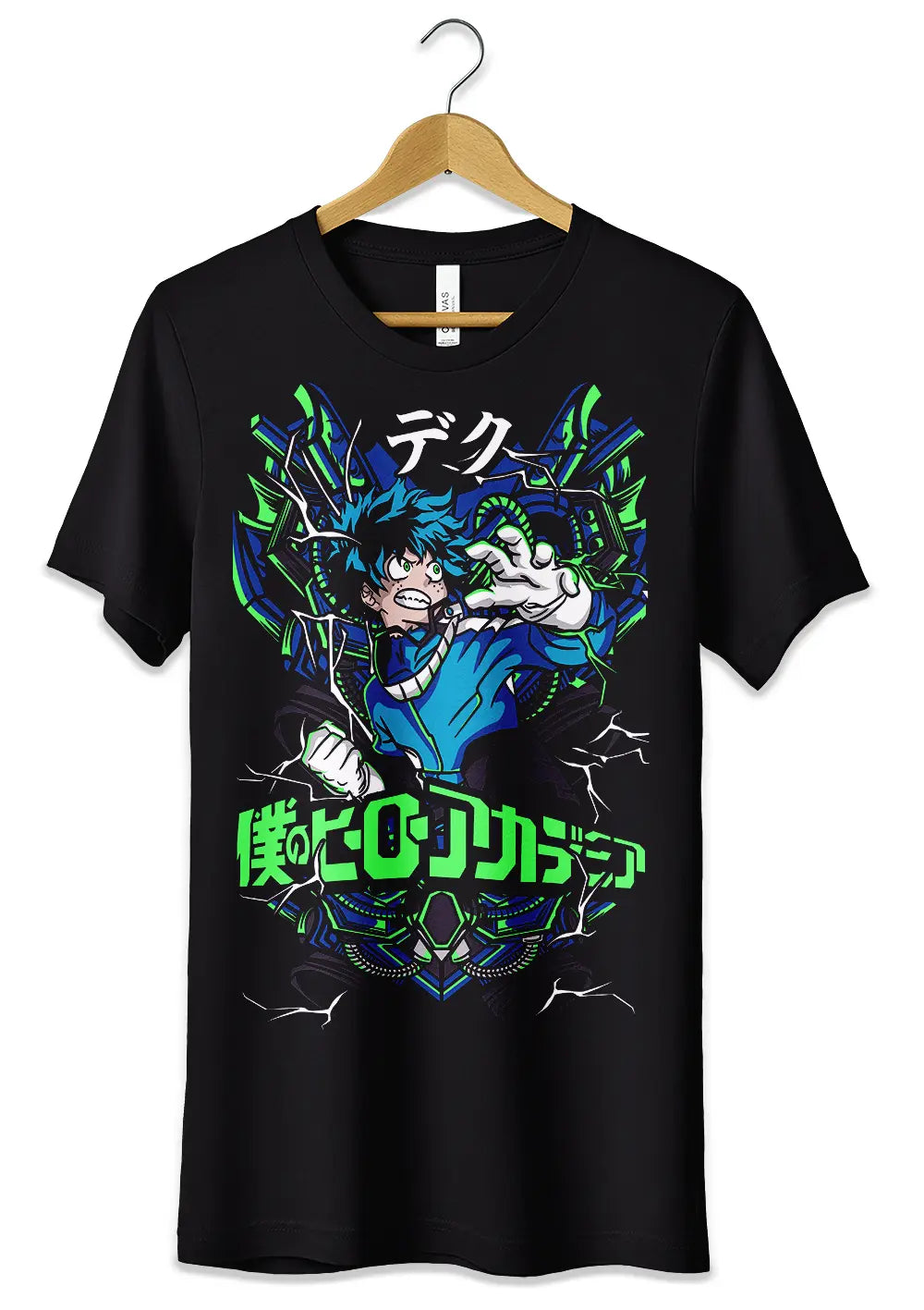 Maglietta My Hero Academia Izuku Deku con grafica verde e blu