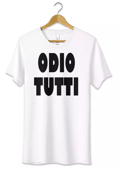 T-Shirt Maglietta Odio Tutti Frase Divertente Cotone T-Shirt CmrDesignStore Bianco S 