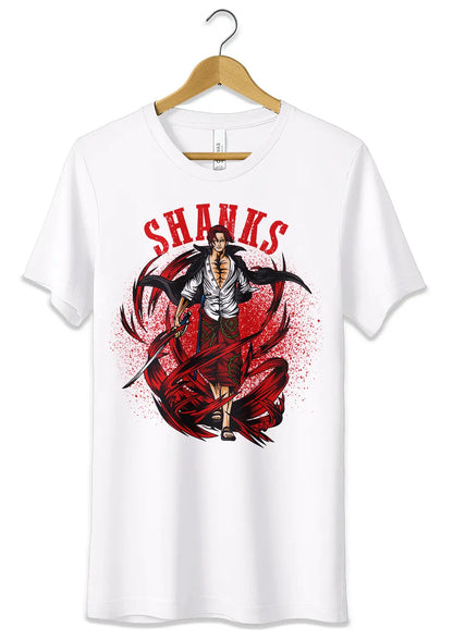 T-Shirt Maglietta Anime Shanks One Piece T-Shirt CmrDesignStore Bianco S 