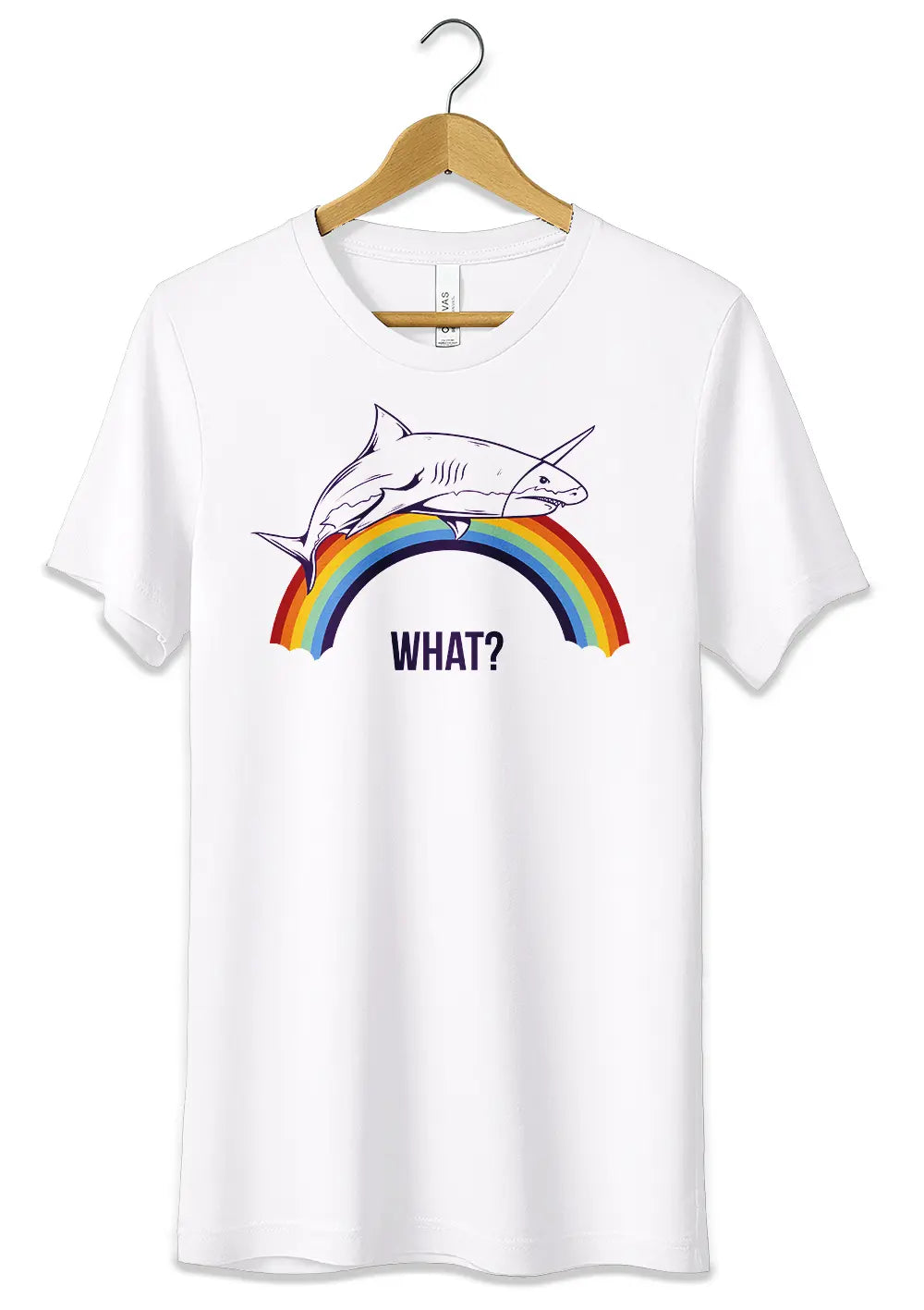 T-Shirt Maglietta Divertente What? Squalo Arcobaleno Unicorno T-Shirt CmrDesignStore   