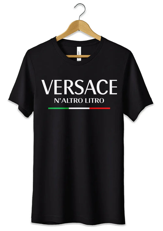 T-Shirt Maglietta Versace N'Altro Litro Parodia Divertente T-Shirt CmrDesignStore Nero XS 