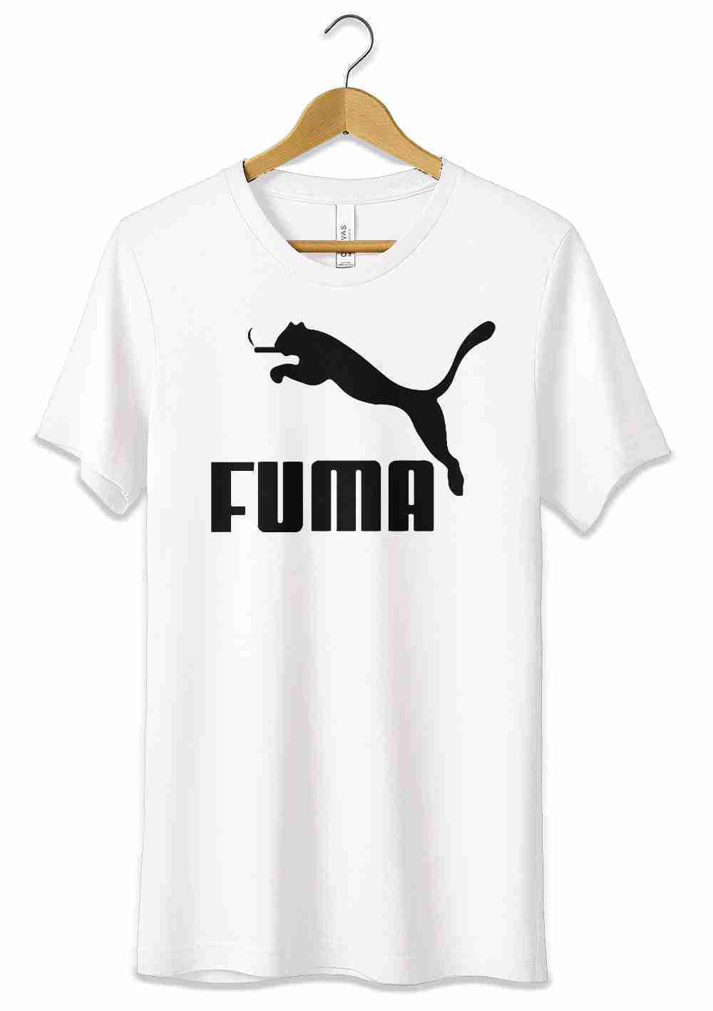 T-Shirt Divertente Fuma Maglietta Logo Fake Puma Ironico
